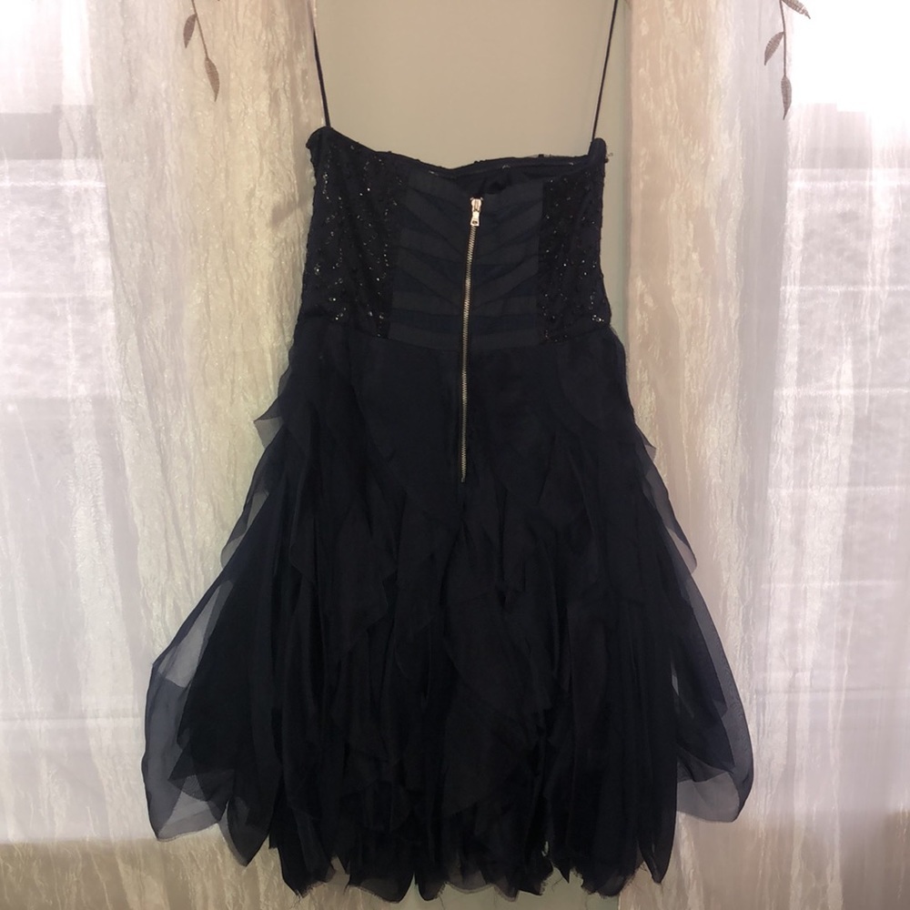 Alice + Olivia Silk Beaded Corset Ruffle Skirt Strapless Mini Fit Flare Dress 6 - Picture 9 of 13
